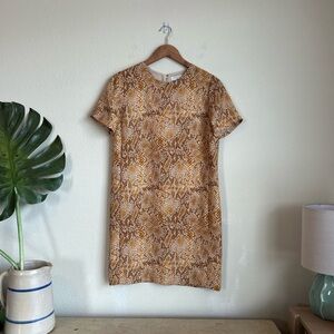 Aritzia Brown Snake-Print Mini Dress